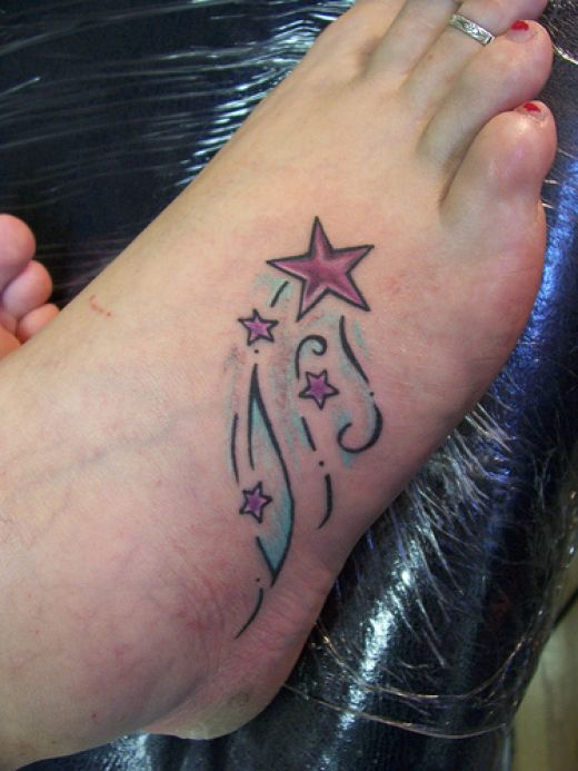 Star Tattoos On Foot for Girls